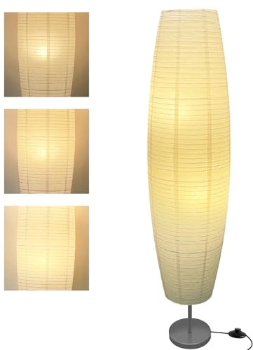 LALISU Stehlampe Papier Lampe Moderne Stehlampen mit Lampenschirm, Stehlampe für für Wohnzimmer Mit Fußschalter, Schlafzimmer und Arbeitszimmer (White-01)