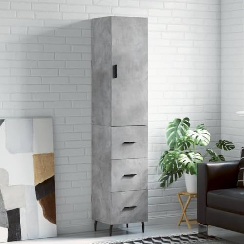 BaraSh Highboard Concrete Grey 69.5x34x180 cm Engineered Wood,Sideboard Display Cabinet,Shelf Wooden Cupboard Living Room Storage Bookcase