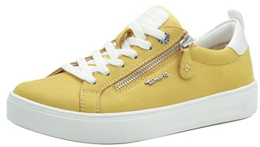 Tamaris Comfort Damen Sneaker flach mit Reißverschluss Freizeit, Gelb (Yellow Nubuc), 39 EU
