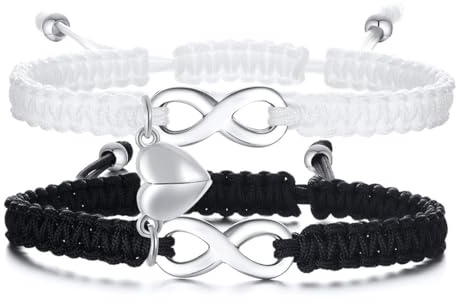 PRAOFRT 2 piezas Pulseras de amor eterno, Regalo para pareja, Ideas de regalos para hermanas, Pulseras de amistad