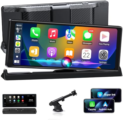 Unik Carplay-bilskärm med originalfäste på 10,26 tum | CarPlay och Android Auto trådlös, CarPlay för bilradio, OTA-uppdatering, GPS-navigering, anpassningsbar stövellogotyp