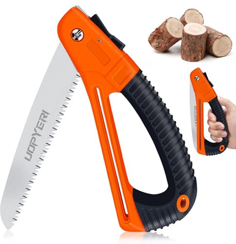 Folding Hand Saw, 8 Inch Heavy Duty High Carbon Steel Blade for Smooth Cutting, Camping, Gardening, Tree Pruning, Wood Cutting, Compact Design with Non-Slip Ergonomic Handle for Outdoor Use
