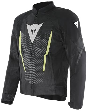 Dainese - Herosphere Air Tex Jacket, Giacca Moto in Tessuto, Ventilata e Estiva, Uomo, Nero/Bianco/Giallo-Fluo, 50
