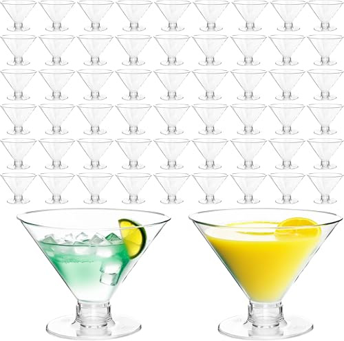 75 st mini martiniglas i plast, 142 ml korta cocktailglas, återanvändbara små martiniglas för födelsedagar, bröllopsfester, vin, efterrätt, glass puddingar