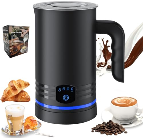 Milchaufschäumer Elektrisch 4 in 1,430ml Großes Automatischer Milchschäumer,Geräuschloser,Abschaltung,Antihaft-Beschichtung,für Heißen und Kalten Milchschaum,Heiße Schokolade,Latte,Einfach zu Bedienen