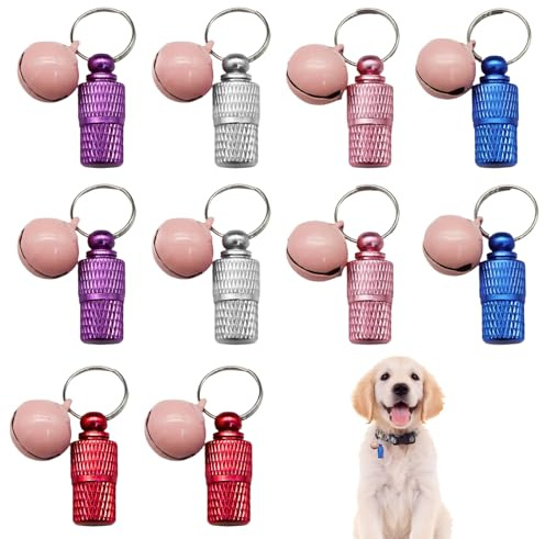 10PCS Pet ID Tube Tags,Dog Name Tags Personalised,Anti Lost Pet Tube Tags for Collar,Anti-Lost Barrel for Dog/Cat Collars with Label