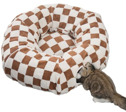 Katt Donut Tunnel - Tvättbart Bo Med Avtagbar,Tunnel Kattbädd Grotta Interaktiva Leksaker - För Berikning Och Sovande För Kattungar Små Hundar Kaniner Inomhus Balkong