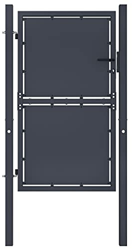 Porte de clôture, portail à double battant, porte de jardin en acier, 100 x 125 cm, anthracite, pour jardin, terrasse