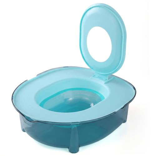 Entraîneur de Toilettes pour Chat – Contrôle des odeurs et Anti-éclaboussures, Base Robuste réutilisable et jetable (Bleu)