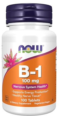 NOW Foods Vitamin B-1 (Thiamine) 100mg, 100 Tablets (Pack of 2)