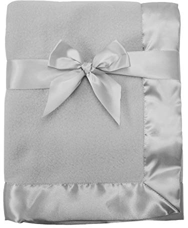 TL Care Fleece Blanket (30 x 40) with Silk-Like Satin Trim, Soft, Warm & Cozy, Gray, for Boys and Girls, Perfect for Baby Carrier, Stroller, Travel and Gifting