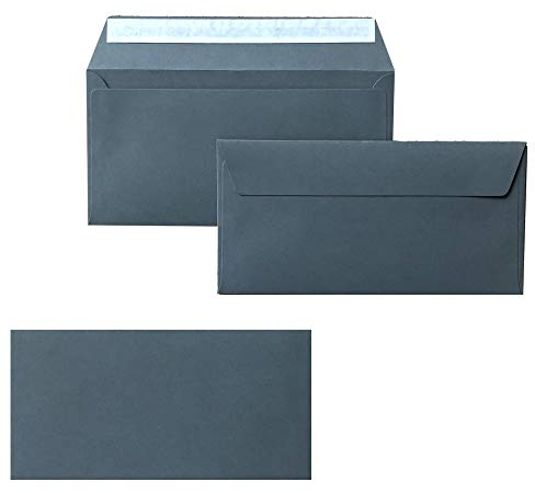 Paper24 je 25 DIN lang Briefumschläge mit Haftstreifen (ohne Fenster) 11x22 cm Dunkelgrau