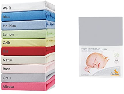 Pinolino 540004-8 - Spannbetttuch für Wiegen, Jersey, grau