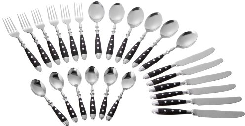 Esmeyer 229-080 Besteck-Set Nostalgie aus Edelstahl 18/0 poliert 24-teilig, Silber/schwarz, im Geschenkkarton