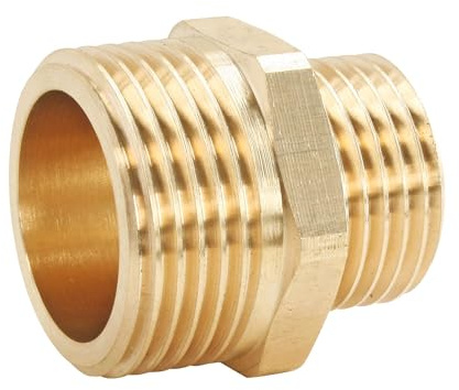 SOMATHERM FOR YOU, Mamelon laiton brut réduit double mâle 20/27-26/34, raccord durable pour eau chaude/froide, installation facile, compatible avec tous raccords filetés
