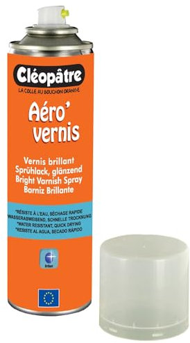 CLEOPATRE – Aéro'Vernis – Aérosol de Vernis Brillant - Spray transparent 250 ml - Tous Supports – Idéal Loisirs Créatifs
