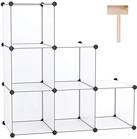 C&AHOME Cube Storage Organizer, 6-Cube Shelves Units, Closet Cabinet, DIY Plastic Modular Book Shelf, Ideal for Bedroom, Living Room, Office, 36.6 L x 12.4 W x 36.6 H Translucent White SBTM3506A
