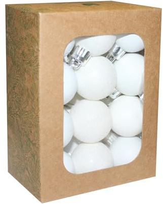 24 x White shatterproof Christmas tree Baubles Decorations Mixed finishes by Premier Decorations