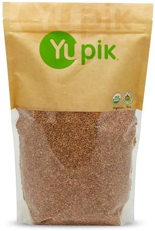 Yupik Organic Golden Flax Seeds, 2.2 lb (35.2 oz), Gluten-Free, Non-GMO, Kosher, Raw Seeds, Excellent Source of Fiber, Source of Omega-3, Plant-Based Protein, Ideal for Beverages, Baking & Topping