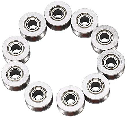 U-Rillenkugellager, 10 Stück U624ZZ U-Nut Kugellager Kohlenstoffstahl 4×13×7mm Führungsrolle für Schienenstrang Linear System