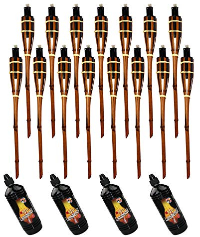 Moritz 15 x bambufacklor fackla 90 cm mörkbrun 4 x 1 000 ml lampolja trädgårdsfackla oljefackla trädgårdsdekoration oljelampa gångljus