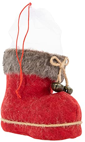 Idena 31611 - Nikolausstiefel mit Filzbezug und Glöckchen, 14 x 8 x 13,5 cm, Weihnachtsstiefel zum Befüllen, Geschenk, Weihnachten, Rot