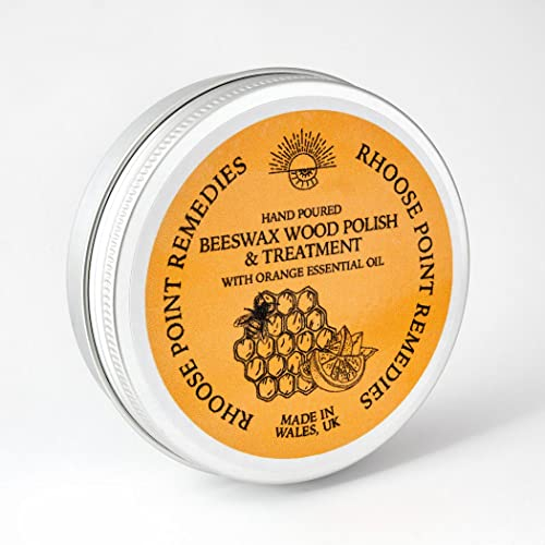 Beeswax Wood Polish with Orange Essential Oil - 100ml - Natural Wood Wax, Enhances the Natural Beauty of All Types of Wood, Cleans, Seals & Protects for a Perfect Finish
