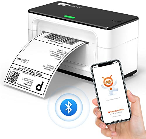 MUNBYN Bluetooth Label Printer, Desktop Thermal Label Printer 4x6 for Shipping Postage Home Small Business, Compatible with Etsy, Shopify, Ebay, Amazon, Royal Mail, FedEx, UPS, 941B, White