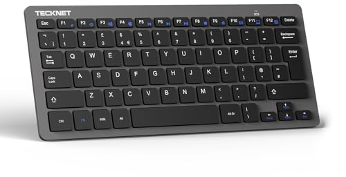 TECKNET Tastiera Wireless PC, Tastiera Senza Fili per Windows e Android Smart TV, Durata della Batteria Molto Lunga, Layout Italiano QWERTY, Silenzioso e Ultra Sottile, Grigio