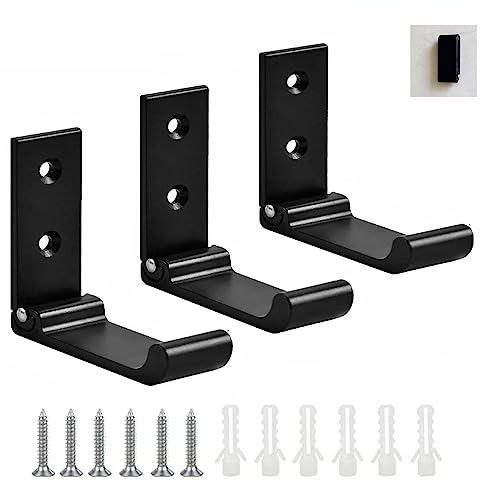 PNOOFR 3 Stück Klapphaken Wandhandtuchhaken Kleiderhaken 90° Klappbar Aluminium massiv rostfrei Hakenständer Unsichtbarer Haken mit Edelstahlschrauben Geeignet für Garderobe Badezimmer Küchen