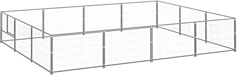 BaraSh Hundezwinger Silbern 12 m² Stahl Hundezaun Camping HundekäFig FüR Zuhause Katzengehege