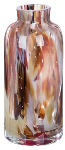 GILDE GLAS art Deko Vase Blumenvase - Glasvase aus Farbglas - Deko Wohnzimmer Geschenk für Frauen Höhe 22 cm Braun Rot
