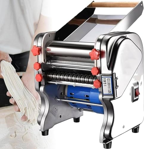 Qiang électrique Machine à Pâtes Acier Inoxydable Laminoir a Pate avec 9 Niveaux D'épaisseur Réglables Et 2 Lames,pour Fraîches Nouilles,Spaghettis,Lasagnes,FKM-220