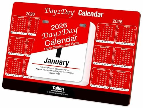 2026 Daily Tear-Off Desk Calendar – Day-to-Day Freestanding Desktop Organiser with Inspirational Quotes, Fun Facts & Week Numbers – Compact Day to View Table Calendar UK – Ideal for Office & Home