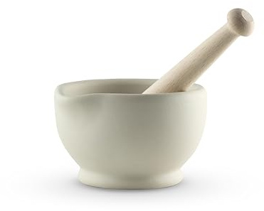 Milton Brook Vitrified Porcelain Pestle and Mortar Set for Grinding and Crushing Herbs, Seeds and Nuts, Size 1, 11.2cm Diameter, White