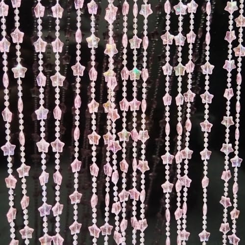 ave split Beaded Curtain Doorways Star Acrylic Hanging Door Beads String Curtains Tassel Room Divider Screen Decor for Doorway Window Living Room Wedding 049Star (Pink Star)