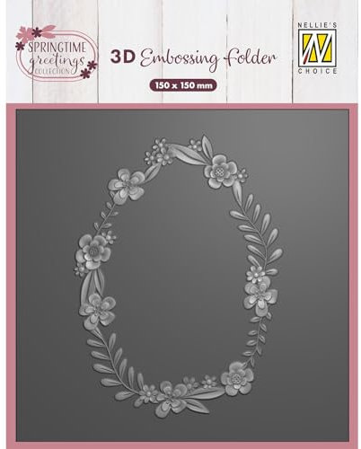 Nellie's Choice 3D Prägefolder für Ostern mit Osterkranz mit Blumen Motiv - Prägeschablone von 15 x 15 cm - Stanzmaschine Bastelzubehör für Scrapbooking, DIY und Karten Basteln