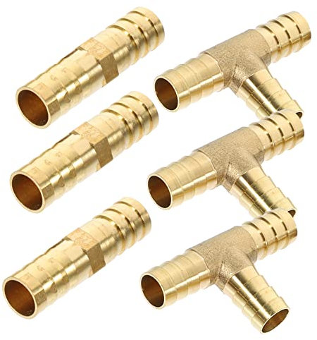 TOPBATHY 1 Satz Rohrverbinder T-Schlauchtülle Schlauch-Schnellkupplung Ventil Bausatz druckluftanschluss regentonne schlauchanschluss Quetschfittings aus Messing Wasserarmatur Kupfer Golden
