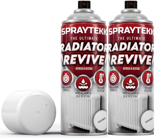 SPRAYTEKK Radiator Spray Paint | Heat Resistant up to 170°C | All-in-One Primer, Undercoat & Topcoat | Fast Drying, Anti-Rust | For Radiators, Pipes, Boilers & Hot Water Tanks (Gloss White, 2)