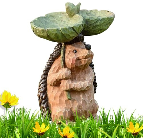 Figure De Décoration Extérieure - Figure Animale Extérieure, Figurine De Jardin Hérisson | Statue De Hérisson De Jardin Avec Mangeoire À Oiseaux, Sculpture De Paysage En Résine Pour Porche De Patio