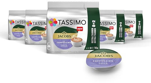 Tassimo Jacobs Cappuccino Chocolate Kapseln, 5 x 10 Pads, 50 Kaffee Kapseln