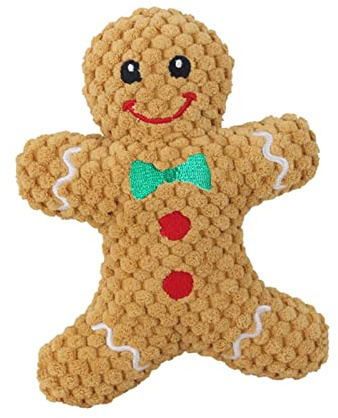 KESOTO Giocattoli per Cani Peluche Interattivo Gioco con Squittio Giocattolo Morbido Emette Suoni Divertenti per Stimolare La Curiosità Adatto per Il Gioco, omino di Pan di Zenzero