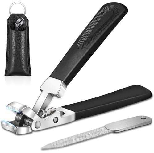 Coupe ongle pied professionnel pour senior, pince coupe ongle pieds dur et epais, coupe-ongles ergonomique à tête inclinée avec large ouverture de mâchoire