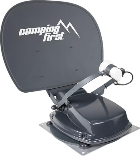 Camping First Satmex 55 plus – Antenna satellitare completamente automatica (installazione su camper, solo 16 cm di altezza, Bluetooth, ampia portata di ricezione) – Antracite