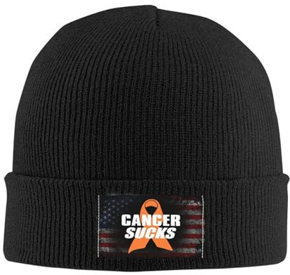 Silston Kidney Cancer Sucks Beanie Hats Chunky Winter Warm Knit Hat for Men Women Black