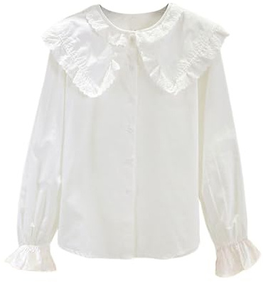 Blouses de fête pour Filles à Manches Longues élégantes Chemises à Volants et Boutons pour Enfants Hauts Scolaires #261