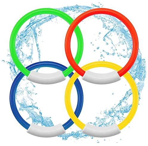 Yeaxxsqy Giocattoli per Immersione in Piscina Anello per Immersione Subacquea Giocattolo per Affondamento della Piscina per Gioco di Allenamento per Il Nuoto 4 Pezzi di Forma Rotonda