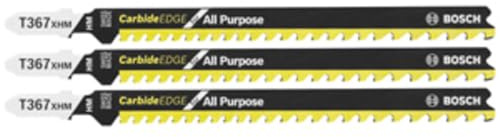 BOSCH T367XHM3 5-7 TPI Carbide Edge T-Shank Jig Saw Blades for All-Purpose (3 Piece), 5-3/16