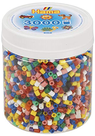 Hama Perlen 209-00 - Bügelperlen Dose mit ca. 3000 Midi Bastelperlen mit Durchmesser 5 mm, in 10 verschiedenen Farben, kreativer Bastelspaß für Groß und Klein