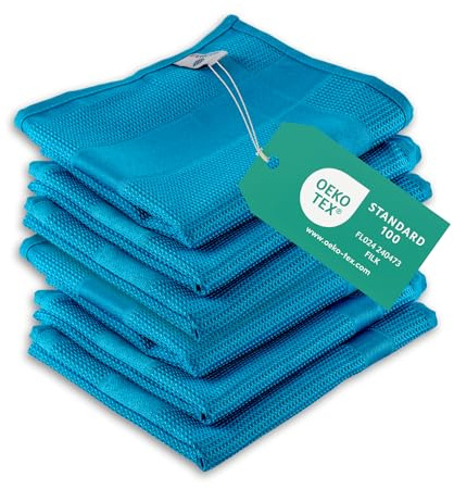ELEXACLEAN Geschirrtücher Microfaser (6er Set, 68x42 cm, blau) saugstark, waschbar bis 60°C, Geschirrhandtücher, Handtücher Küche modern